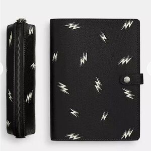 NWT Coach Boxed Notebook And Pencil Case Set With Lightning Bolt Print